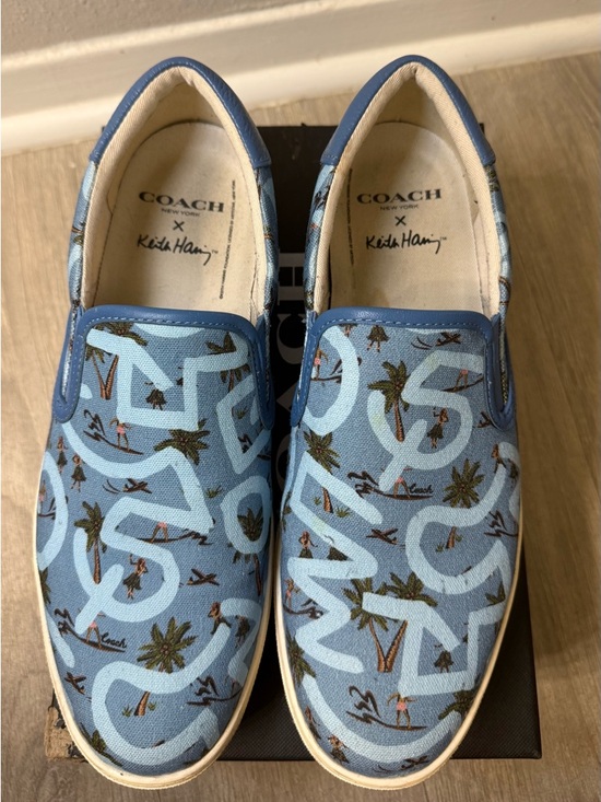 Coach Other - COACH x Keith Haring Light Blue Canvas Slip-On Sneakers